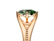 Solitaire Engagement Ring Setting for Fancy Green Oval Center with Milgrain Cathedral Band and Prong Head in Rose Gold