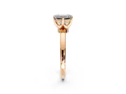 Solitaire Engagement Ring Setting for Emerald Cut Center with Plain Band and Tulip Prong Head in Rose Gold