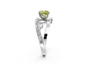 Solitaire Engagement Ring Setting for Fancy Yellow Cushion Cut Center with Pave Bypass Twist Band and Prong Head in Sterling Silver