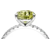Solitaire Engagement Ring Setting for Fancy Yellow Round Cut Center with Fine Pave Narrow Band and Prong Head in Platinum