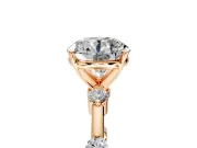 Solitaire Engagement Ring Setting for Round Cut Center with Bezel Station Band and Prong Head in Rose Gold