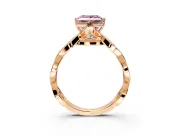 Solitaire Engagement Ring Setting for Fancy Pink Princess Cut Center with Accented Twist Band and Leaf Prong Head in Rose Gold