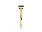 3 Stone Engagement Ring Setting for Emerald Cut Center with Channel Baguette Accents and Prong Head in Yellow Gold