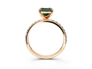 Solitaire Engagement Ring Setting for Fancy Green Asscher Cut Center with Micro Pave Band and Prong Head in Rose Gold