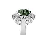 Starburst Halo Engagement Ring Setting for Fancy Green Round Cut Center with Flat Cathedral Band and Prong Head in White Gold