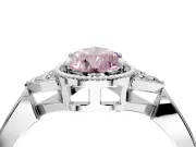 Cluster Engagement Ring Setting for Fancy Pink Pear-Shaped Center with Milgrain Shoulder Clusters and Prong Head in Platinum