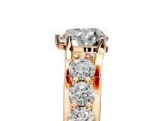 Solitaire Engagement Ring Setting for Heart-Shaped Center with Graduated Shared Prongs and Prong Head in Rose Gold