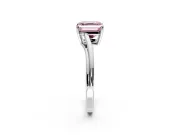 Solitaire Engagement Ring Setting for Fancy Pink Asscher Cut Center with Plain Bypass Twist Band and Prong Head in Sterling Silver