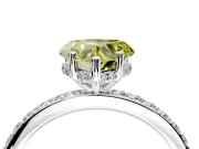 Solitaire Engagement Ring Setting for Fancy Yellow Heart-Shaped Center with Fine Pave Band and Prong Head in Platinum