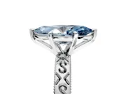 Solitaire Engagement Ring Setting for Fancy Blue Marquise Center with Scrollwork Band and Prong Head in White Gold