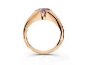 Tension Engagement Ring Setting for Fancy Pink Heart-Shaped Center with Wide Tapered Band and Tension Head in Rose Gold