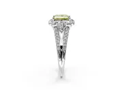 Halo Engagement Ring Setting for Fancy Yellow Princess Cut Center with Two-Strand Split Shank and Prong Head in Platinum