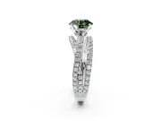 Solitaire Engagement Ring Setting for Fancy Green Round Cut Center with Woven 3-Strand Pave Band and Prong Head in Platinum