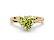 Solitaire Engagement Ring Setting for Fancy Yellow Heart-Shaped Center with Narrow Cathedral Band and Prong Head in Yellow Gold
