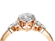 Solitaire Engagement Ring Setting for Marquise Center with Marquise Flower Shoulders and Prong Head in Rose Gold