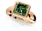 Solitaire Engagement Ring Setting for Fancy Green Princess Cut Center with Wide Band and Bezel Head in Rose Gold