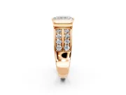 Bezel Engagement Ring Setting for Radiant Cut Center with Wide Channel-Set Band and Bezel Head in Rose Gold