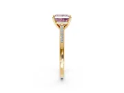 Solitaire Engagement Ring Setting for Fancy Pink Princess Cut Center with Channel Accents and Prong Head in Yellow Gold
