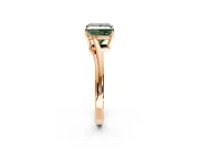 Solitaire Engagement Ring Setting for Fancy Green Princess Cut Center with Plain Bypass Twist Band and Prong Head in Rose Gold