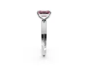 Solitaire Engagement Ring Setting for Fancy Pink Emerald Cut Center with Wide Knife Ridge Band and Prong Head in Platinum