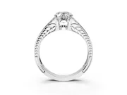 Split Shank Engagement Ring Setting for Oval Center with Pave Split Shank and Prong Head in Platinum
