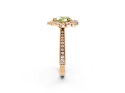 Milgrain Halo Engagement Ring Setting for Fancy Yellow Heart-Shaped Center with Bezel Point Accents and Prong Head in Rose Gold