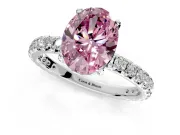 Solitaire Engagement Ring Setting for Fancy Pink Oval Center with Shared-Prong Accents and Prong Head in Platinum