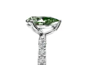 Solitaire Engagement Ring Setting for Fancy Green Pear-Shaped Center with Fine Pave Accents and Prong Head in Platinum