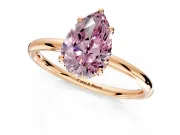 Solitaire Engagement Ring Setting for Fancy Pink Pear-Shaped Center with Plain Band, Open Basket and Prong Head in Rose Gold