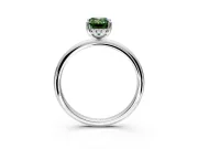 Hidden Halo Engagement Ring Setting for Fancy Green Emerald Cut Center with Thin Round-Wire Band and Prong Head in Platinum