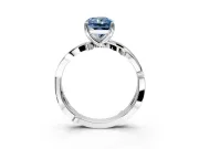 Solitaire Engagement Ring Setting for Fancy Blue Radiant Cut Center with Pave and Plain Crossover Band and Prong Head in Sterling Silver