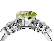 Cluster Engagement Ring Setting for Fancy Yellow Heart-Shaped Center with 2-Row Shoulder Clusters and Prong Head in White Gold