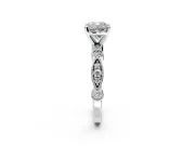 Solitaire Engagement Ring Setting for Cushion Cut Center with Milgrain Bezel Accents and Prong Head in Platinum