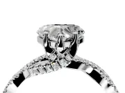 Solitaire Engagement Ring Setting for Heart-Shaped Center with Narrow Twist Pave Band and Prong Head in Platinum