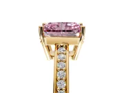 Solitaire Engagement Ring Setting for Fancy Pink Radiant Cut Center with Channel-Set Accent Band and Prong Head in Yellow Gold