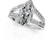 Split Shank Engagement Ring Setting for Marquise Center with Pave Split Shank and Prong Head in Platinum