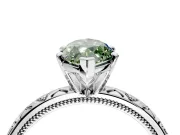Solitaire Engagement Ring Setting for Fancy Green Marquise Center with XO Engraved Band and Prong Head in Platinum