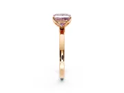 Solitaire Engagement Ring Setting for Fancy Pink Princess Cut Center with Thin Rounded Plain Band and Prong Head in Rose Gold