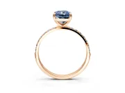Solitaire Engagement Ring Setting for Fancy Blue Radiant Cut Center with Pave Accents and Prong Head in Rose Gold