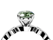 Solitaire Engagement Ring Setting for Fancy Green Oval Center with Milgrain Bezel Accents and Prong Head in Platinum