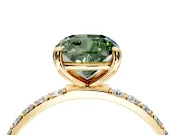 Solitaire Engagement Ring Setting for Fancy Green Cushion Cut Center with Pave Accents and Prong Head in Yellow Gold