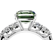 5 Stone Engagement Ring Setting for Fancy Green Asscher Cut Center with Graduated Accents and Prong Head in Platinum