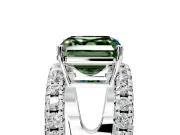 Solitaire Engagement Ring Setting for Fancy Green Asscher Cut Center with Wide-Open Split Shank and Prong Head in Sterling Silver