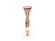 Solitaire Engagement Ring Setting for Fancy Pink Princess Cut Center with Raised Channel Band and Prong Head in Rose Gold