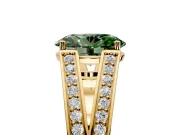 Split Shank Engagement Ring Setting for Fancy Green Oval Center with Pave Split Shank and Prong Head in Yellow Gold