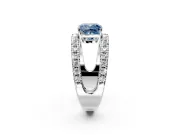 Solitaire Engagement Ring Setting for Fancy Blue Cushion Cut Center with Wide-Open Split Shank and Prong Head in Sterling Silver