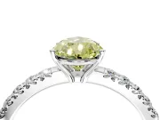 Solitaire Engagement Ring Setting for Fancy Yellow Pear-Shaped Center with Large Accent Band and Prong Head in Sterling Silver