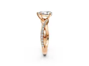 Crossover Engagement Ring Setting for Pear-Shaped Center with Pave and Plain Strands and Prong Head in Rose Gold