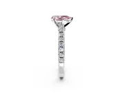 Solitaire Engagement Ring Setting for Fancy Pink Pear-Shaped Center with Single Row Accent Band and Prong Head in White Gold