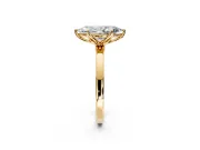Solitaire Engagement Ring Setting for Marquise Center with Thin Rounded Plain Band and Prong Head in Yellow Gold